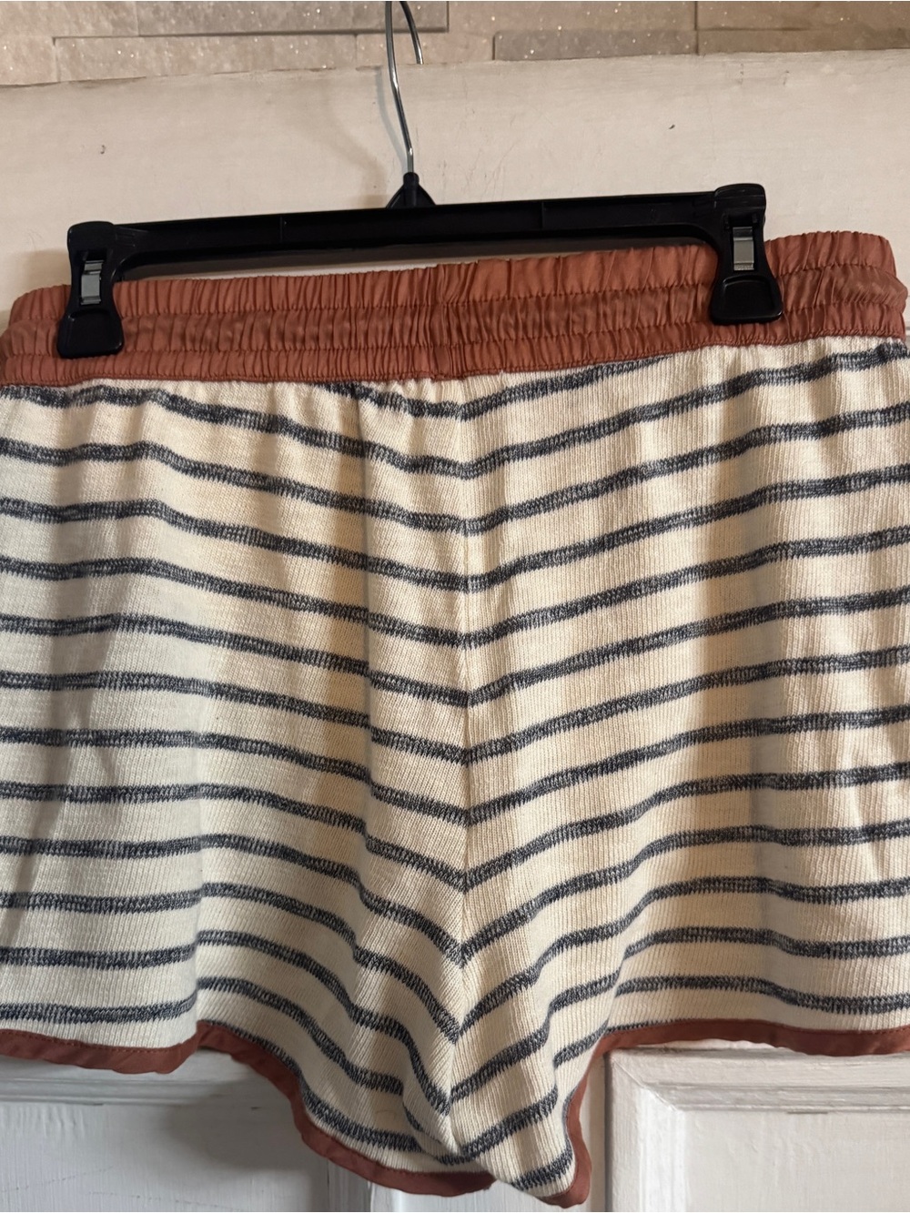Sundry Cream and Navy Striped Lounge Shorts with Rust Trim - Picture 3 of 3